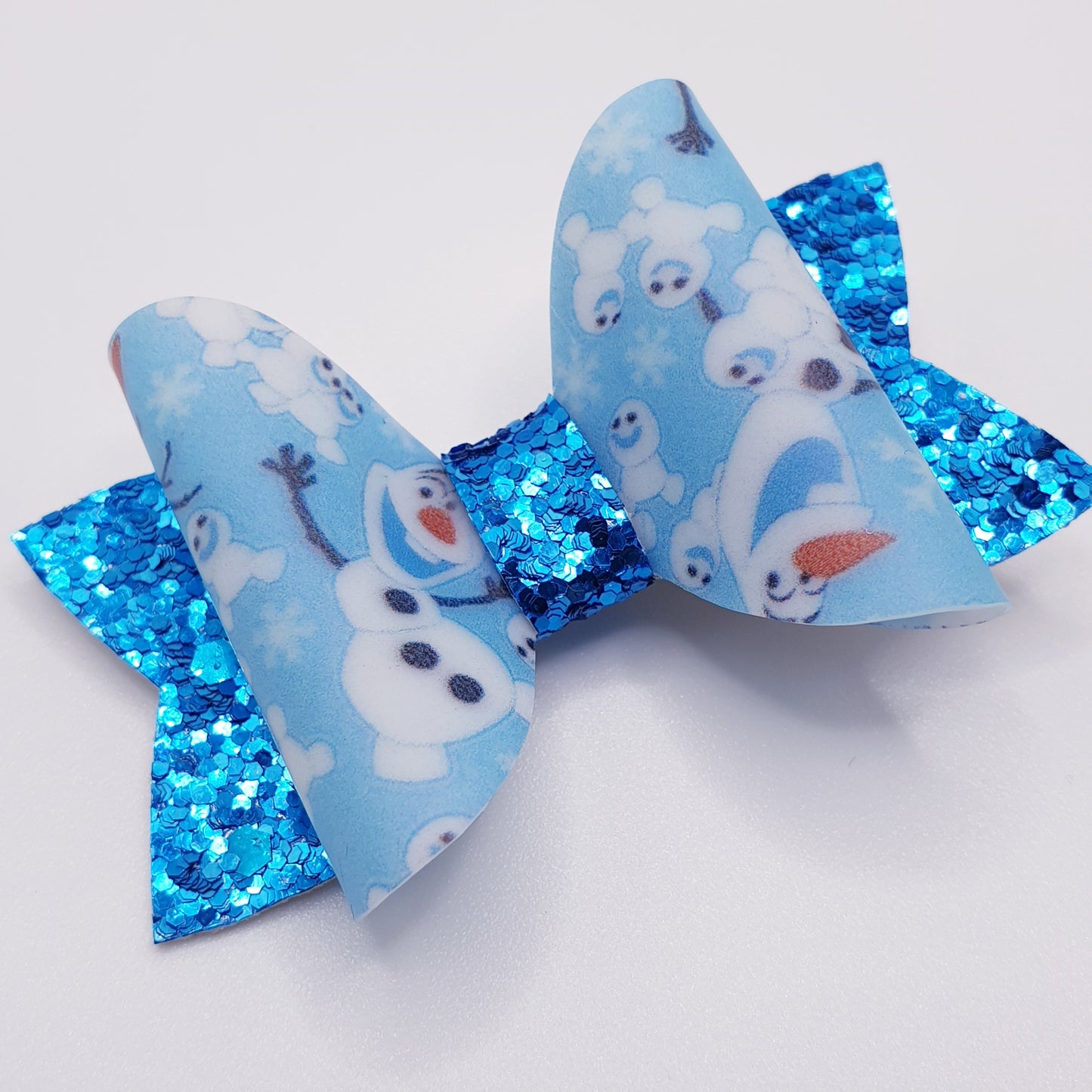 Blue Glitter Olaf Inspired Faux Leather Bows (Set of 2)