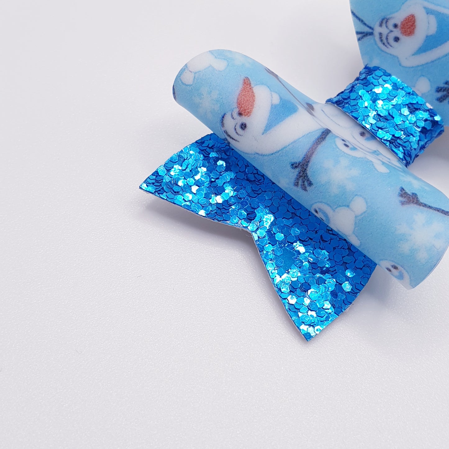 Blue Glitter Olaf Inspired Faux Leather Bows (Set of 2)
