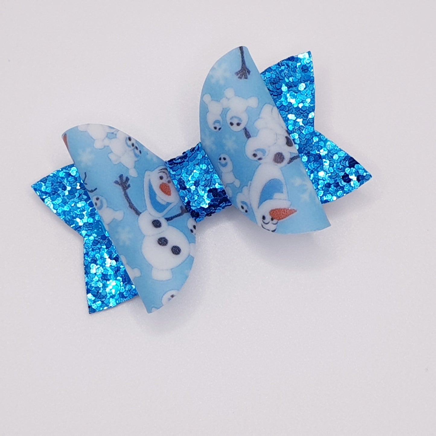 Blue Glitter Olaf Inspired Faux Leather Bows (Set of 2)