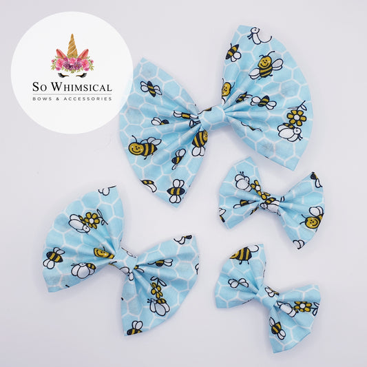 Blue Bumblebee Butterfly Bow (Size Options)