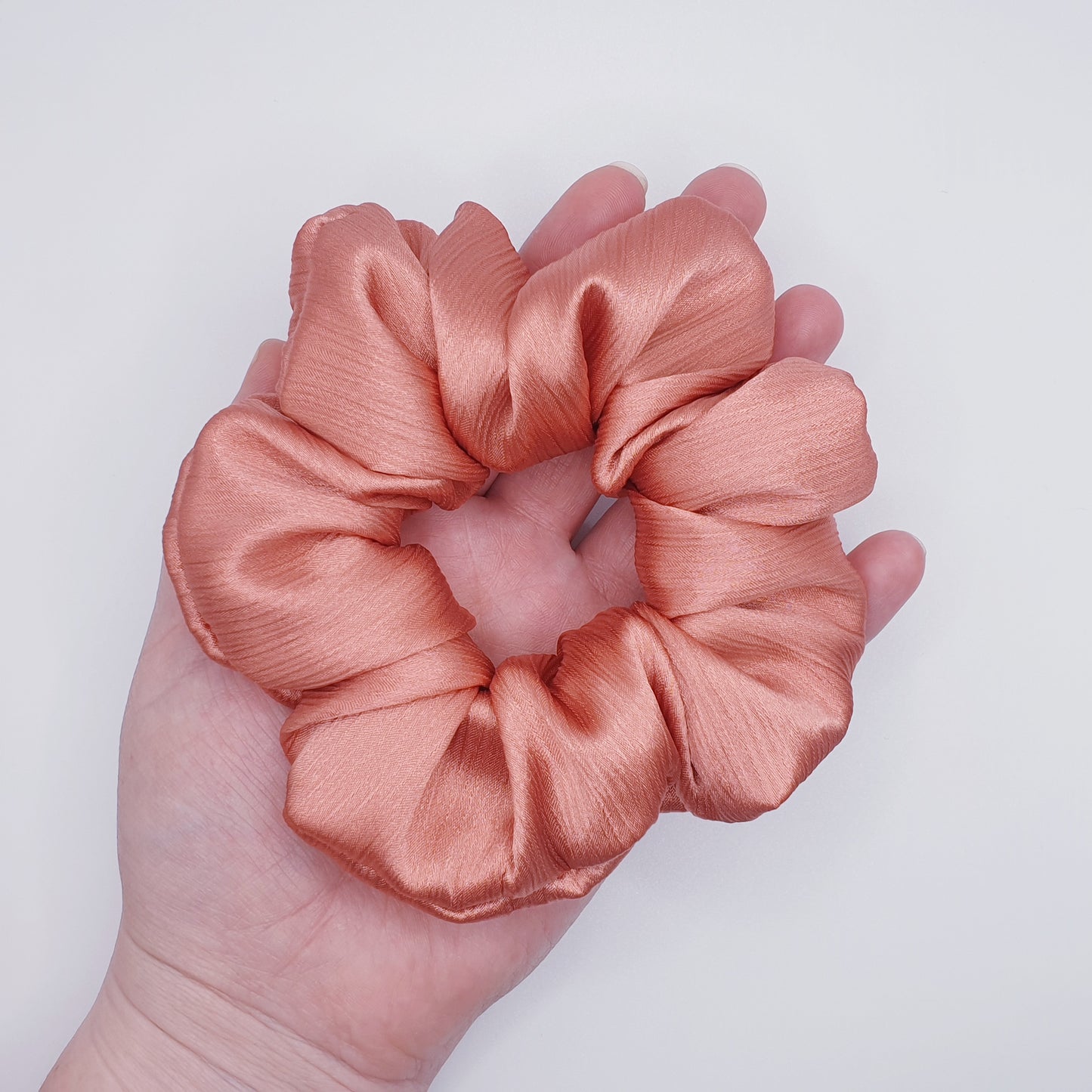 Metallic Satin Coral Scrunchie Medium