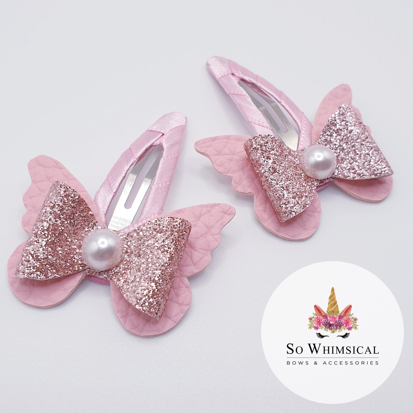 Pastel Pink Butterfly Clips (Set of 2)