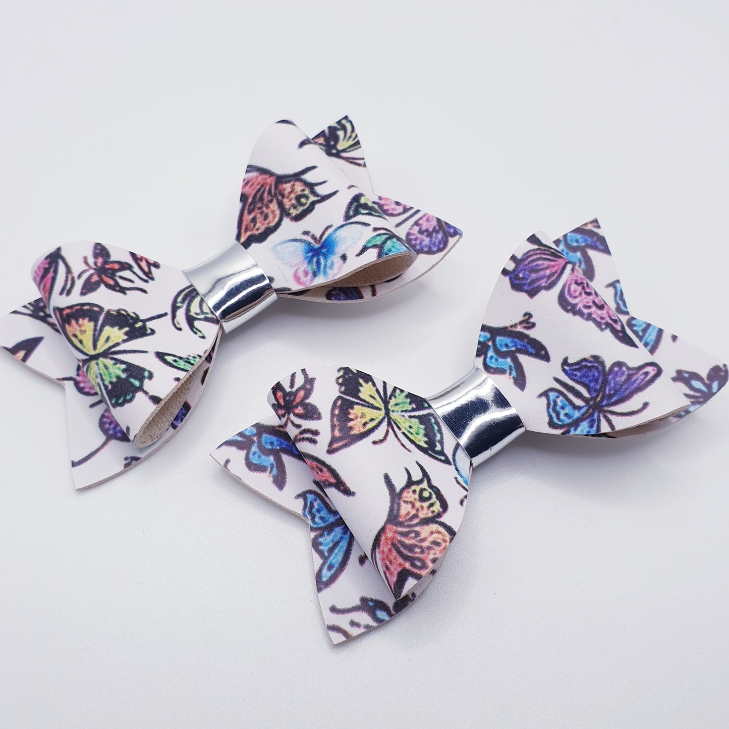 Rainbow Butterflies Leather Bows (Set of 2)