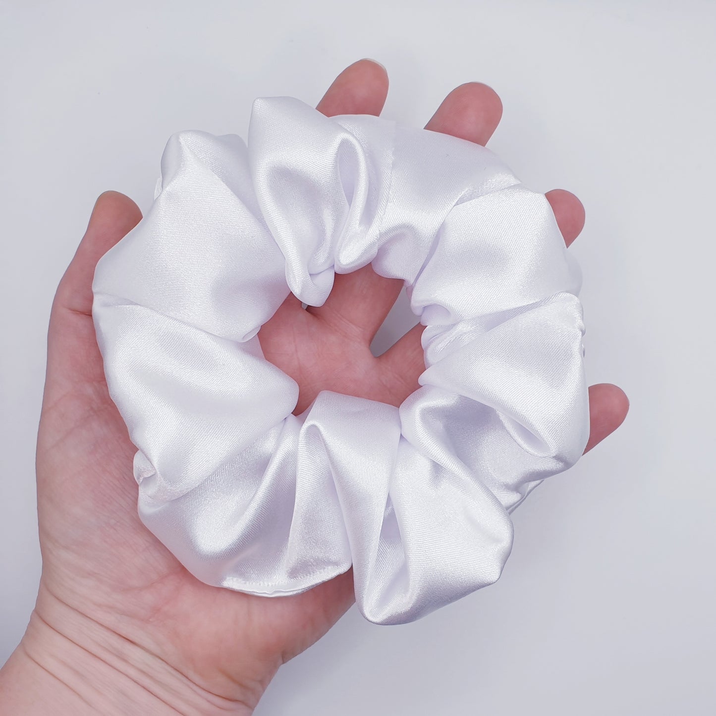 Satin White Scrunchie Medium